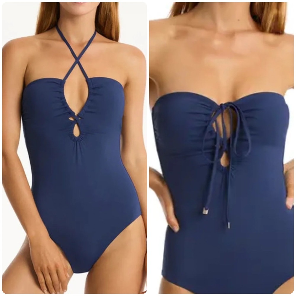 Sea Level Womens Infinity Convertible Gathered Keyhole One Piece‎ Swimsuit 10